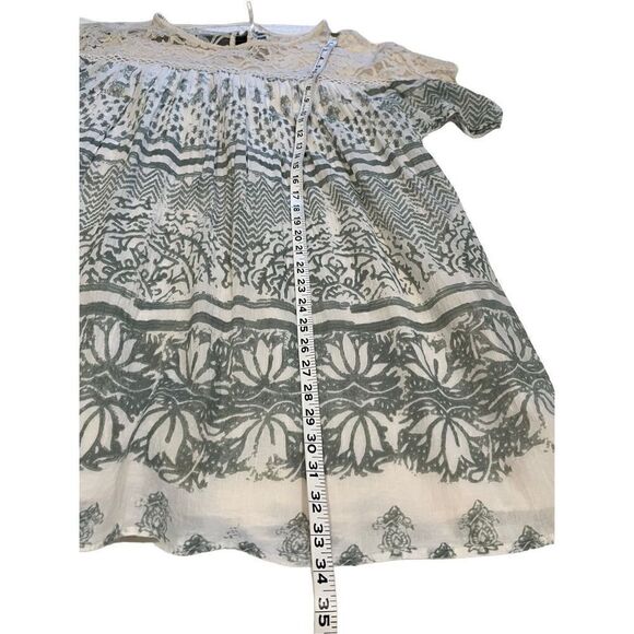 Free People green and cream floral babydoll long sleeve dress - M - Picture 6 of 8